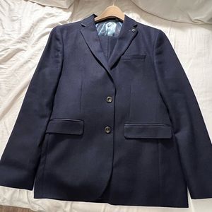 Ted Baker London Blue Slim Fit Suit with Red Lining Size 38